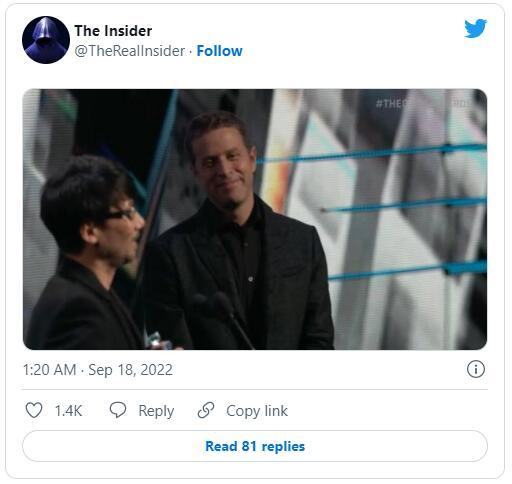【爆料称小岛秀夫将会在TGA上公布一款新作】又是“TheRealInsider”，最近准确地泄露了很多重要的消息，比如育